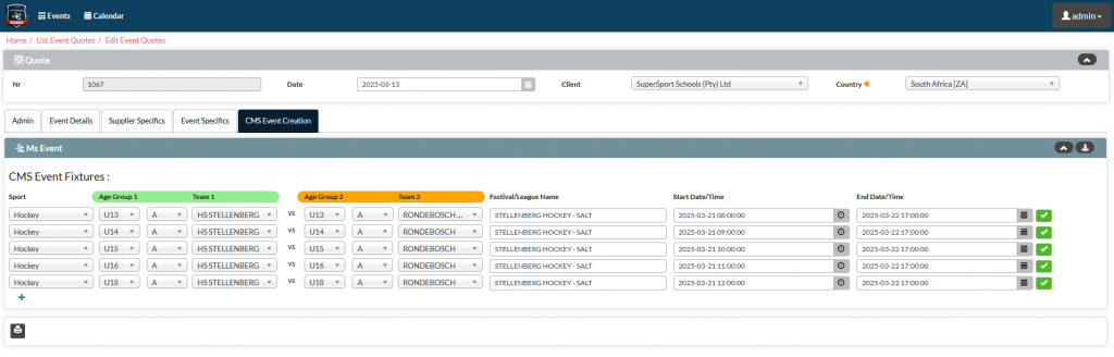 Event Management Scheduling main screenshot